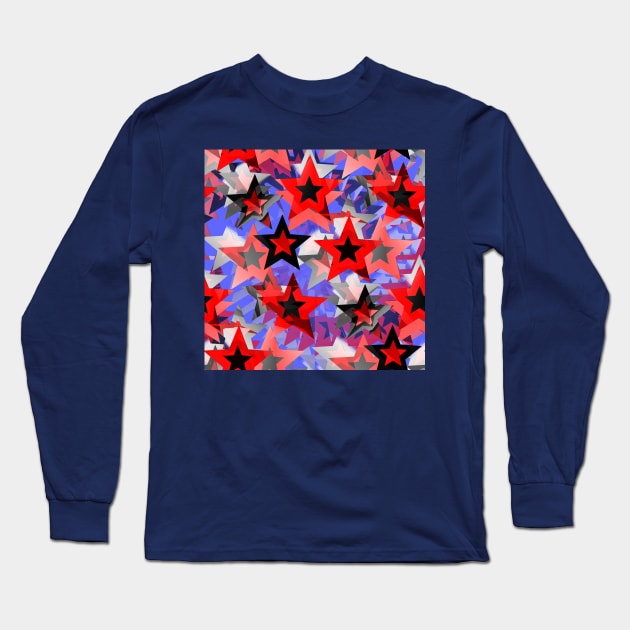 Festive red and blue stars Long Sleeve T-Shirt by TiiaVissak